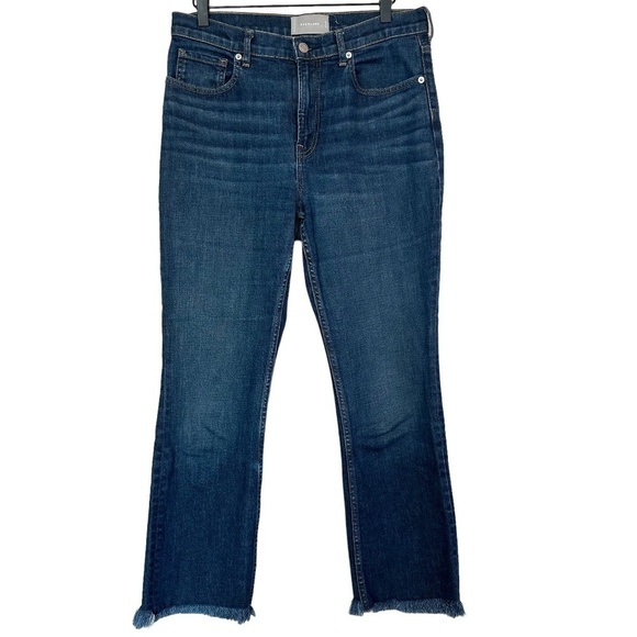Everlane Denim - EVERLANE Straight Leg Jeans High Rise Raw Hem Medium Wash Size 30 College School